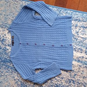 Jeanne Pierre Cable Knit Blue Cardigan Size Small